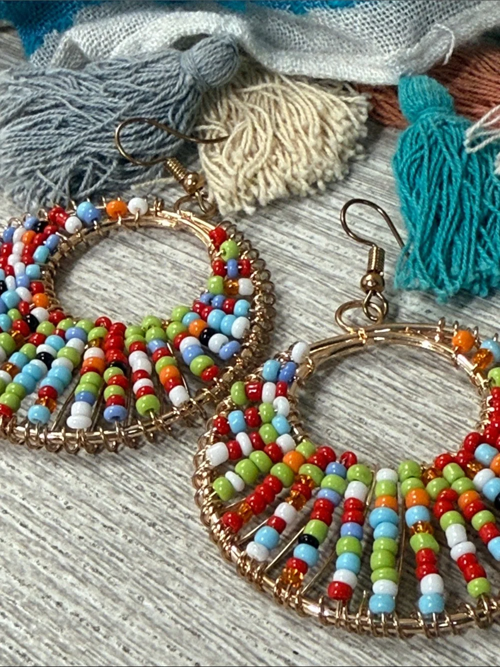 NWT Retro Revival Double Beaded Hoop Earrings